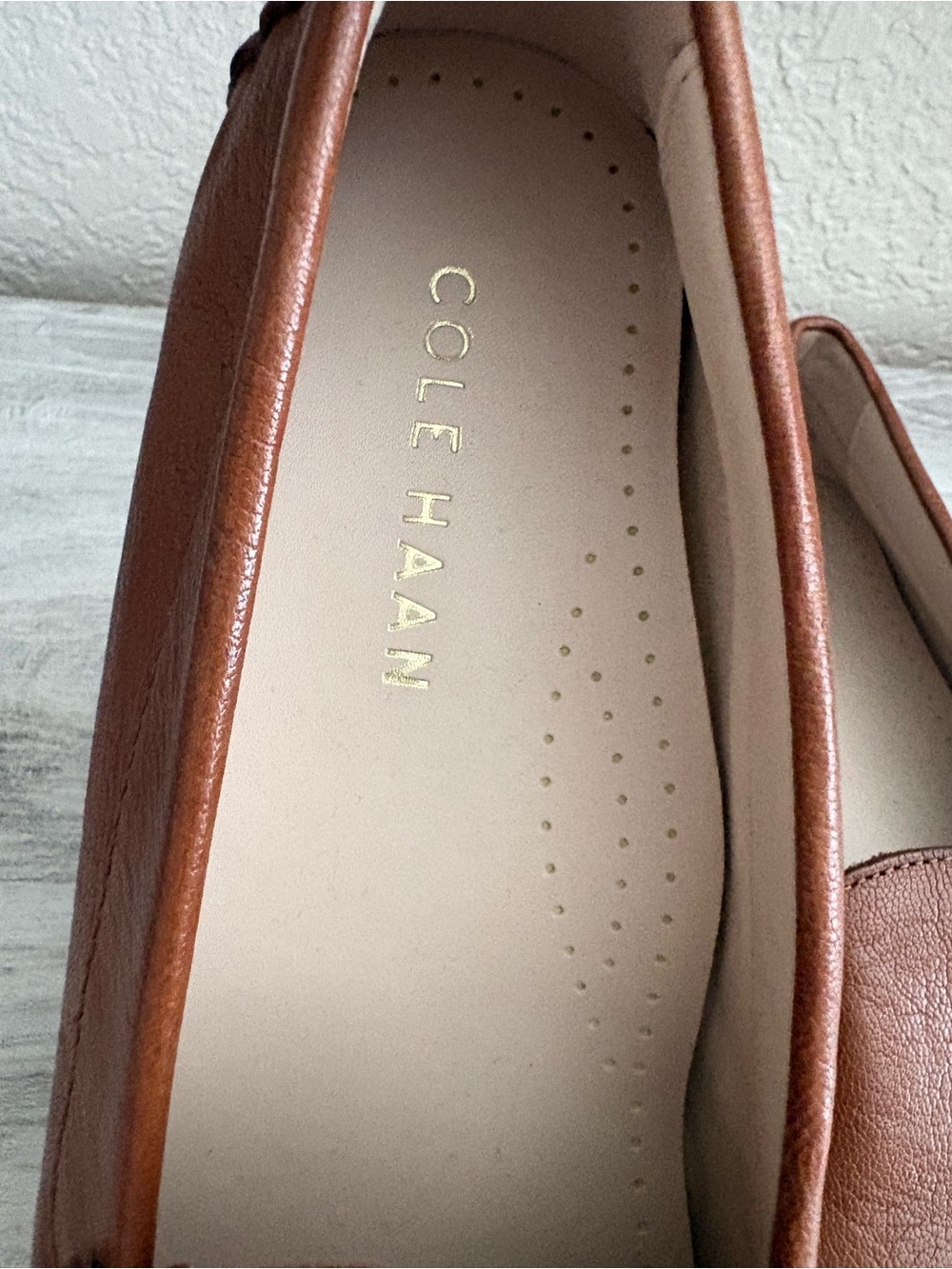 Cole Haan Tan Leather Slip-On Moccasin Loafers - Picture 2 of 6